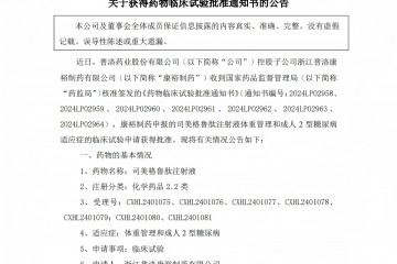 普洛药业子公司申报的司美格鲁肽注射液临床试验申请获批准